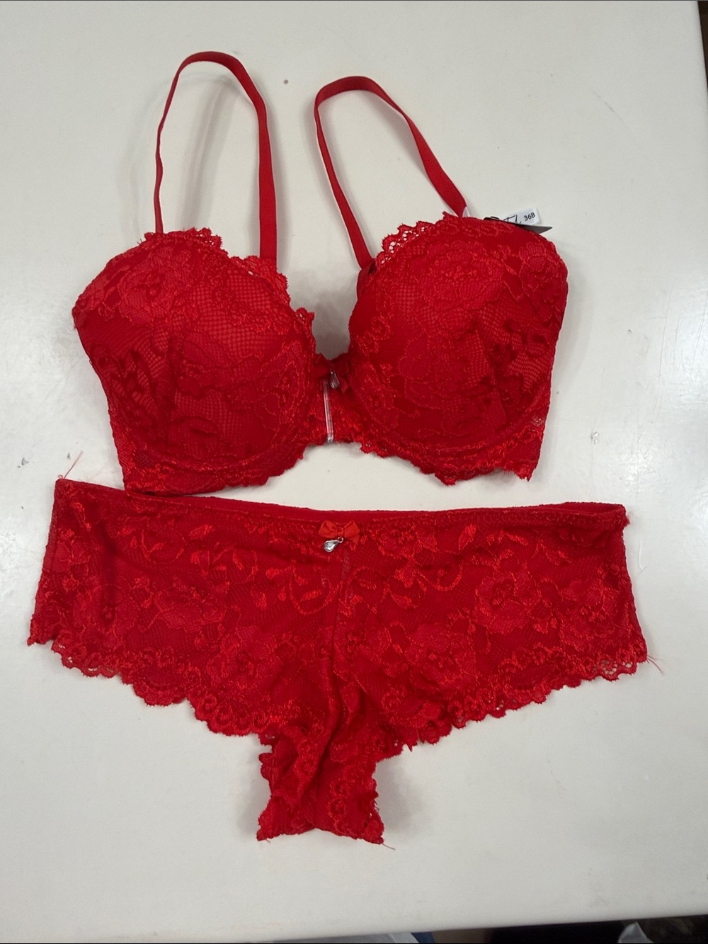 Wacoal Vibrant Red Lace Bra and Lace Hipster Set